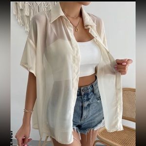 Sheer Button Front Top